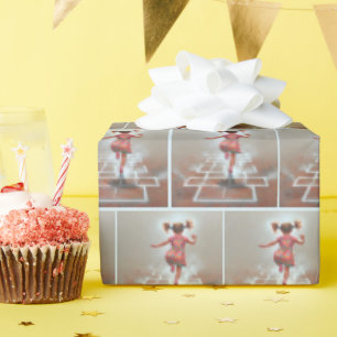 Little Girl Playing Hopscotch Wrapping Paper