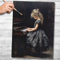 Little Girl Playing Piano 1 Decoupage Paper