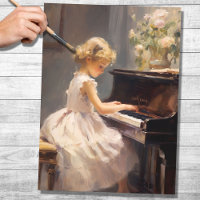 Little Girl Playing Piano 2 Decoupage Paper