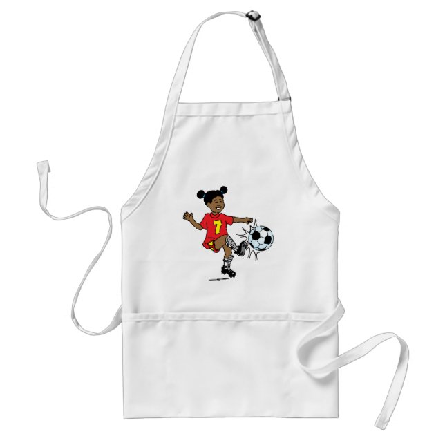 Little Girl Playing Soccer Adult Apron (Front)