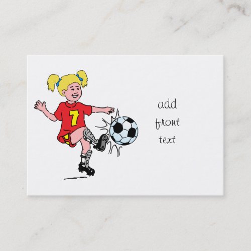 Little Girl Playing Soccer Business Card