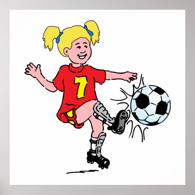 Little Girl Playing Soccer Poster (Front)