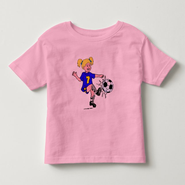 Little Girl Playing Soccer Toddler T-shirt (Front)