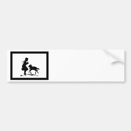 Little Girl Playing with Lamb Bumper Sticker