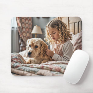 Little Girl Praying With Dog Mouse Pad