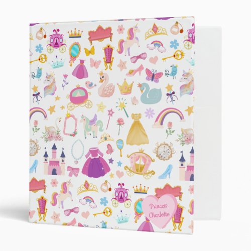 Little Girl Pretty Princess Fairy Tale Pattern 3 Ring Binder