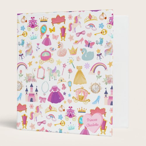 Little Girl Pretty Princess Fairy Tale Pattern 3 Ring Binder