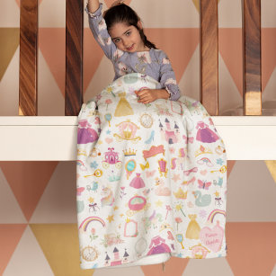 Little Girl Pretty Princess Fairy Tale Pattern Fleece Blanket
