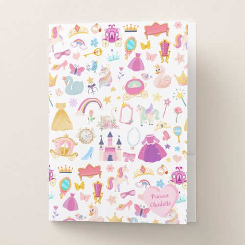 Little Girl Pretty Princess Fairy Tale Pattern Pocket Folder