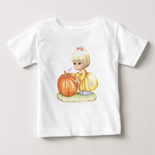Little Girl & Pumpkin Toddler Long Sleeves Tee (Front)