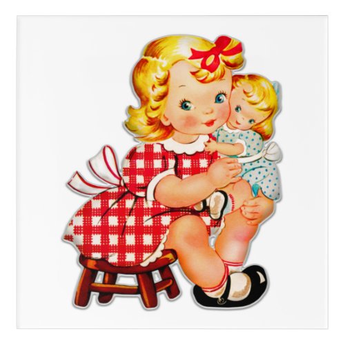 Little girl retro vintage doll child acrylic print