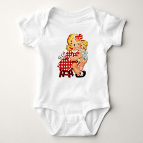 Little girl retro vintage doll child baby bodysuit