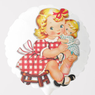 Little girl retro vintage doll child balloon