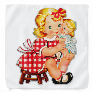 Little girl retro vintage doll child bandana