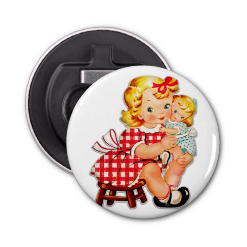 Little girl retro vintage doll child bottle opener