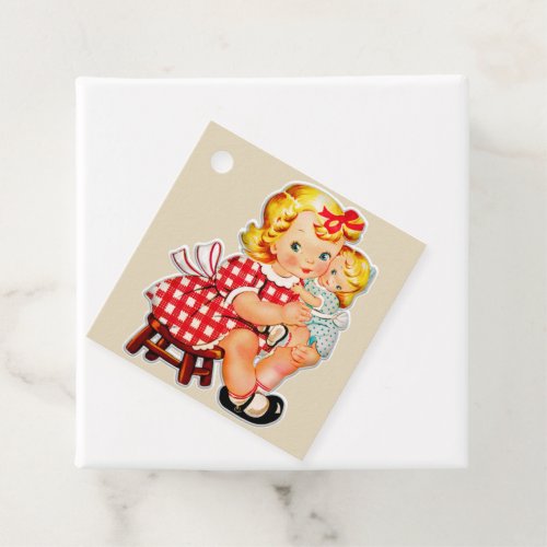 Little girl retro vintage doll child favor tags