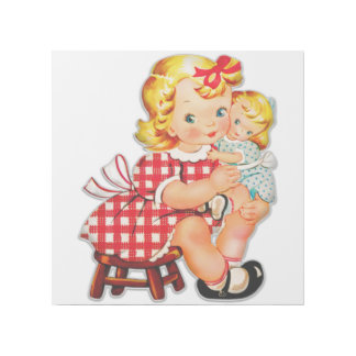 Little girl retro vintage doll child gallery wrap