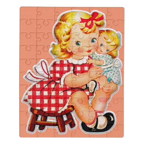 Little girl retro vintage doll child jigsaw puzzle