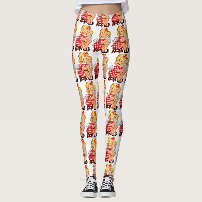Little girl retro vintage doll child leggings (Front)