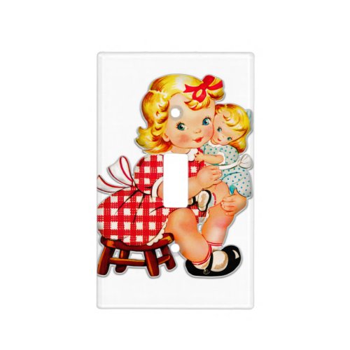 Little girl retro vintage doll child light switch cover