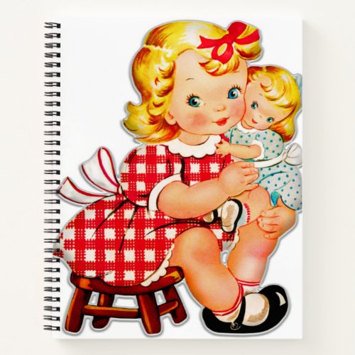 Little girl retro vintage doll child notebook