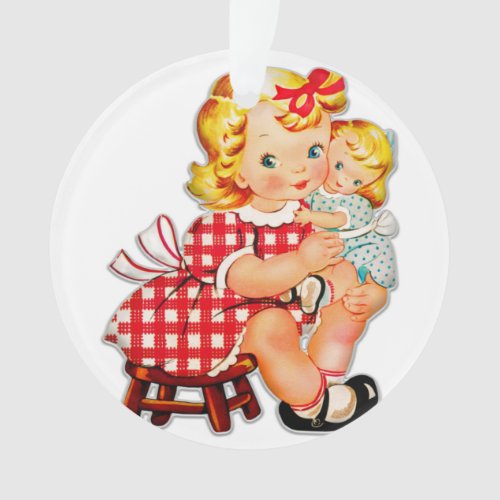 Little girl retro vintage doll child ornament