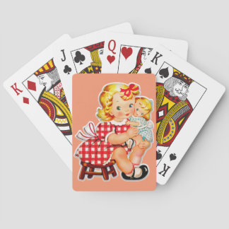 Little girl retro vintage doll child poker cards