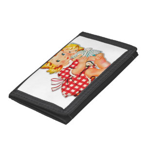 Little girl retro vintage doll child tri-fold wallet
