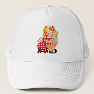 Little girl retro vintage doll child trucker hat