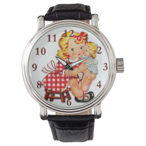 Little girl retro vintage doll child watch