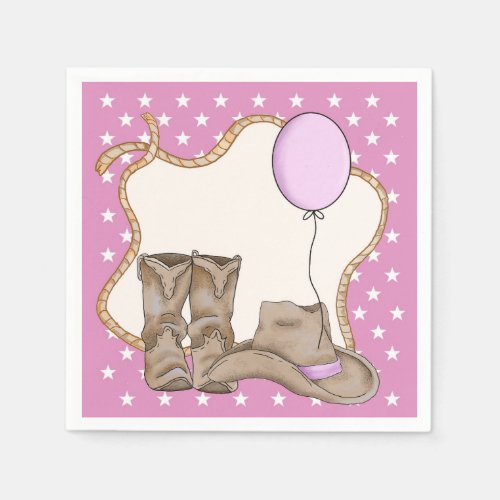 Little Girl Rodeo Themed Birthday Party Napkin
