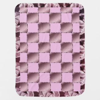 Little Girl Silk Pink Purple Square Pattern Quilt Baby Blanket