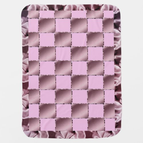 Little Girl Silk Pink Purple Square Pattern Quilt Baby Blanket