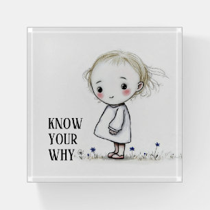 Little Girl Sketch With Wildflowers Paperweight