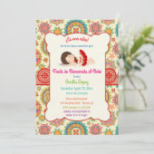 Little Girl Spanish Dress Colorful Baby Shower Invitation (Standing Front)