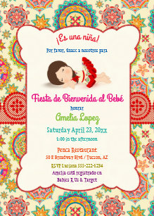 Spanish Baby Shower Invitations Zazzle Little Spanish Dress Colorful Baby Shower Invitation