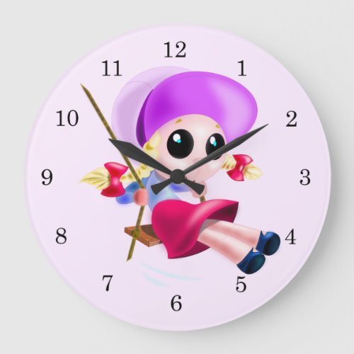 Little Girl Swinging Large Clock