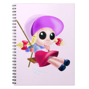 Little Girl Swinging Pink Notebook