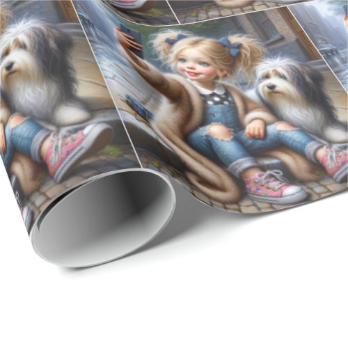 Little Girl Taking a Selfie Wrapping Paper