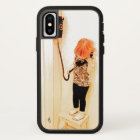 Little Girl Talking On A Wall Phone, Vintage Look