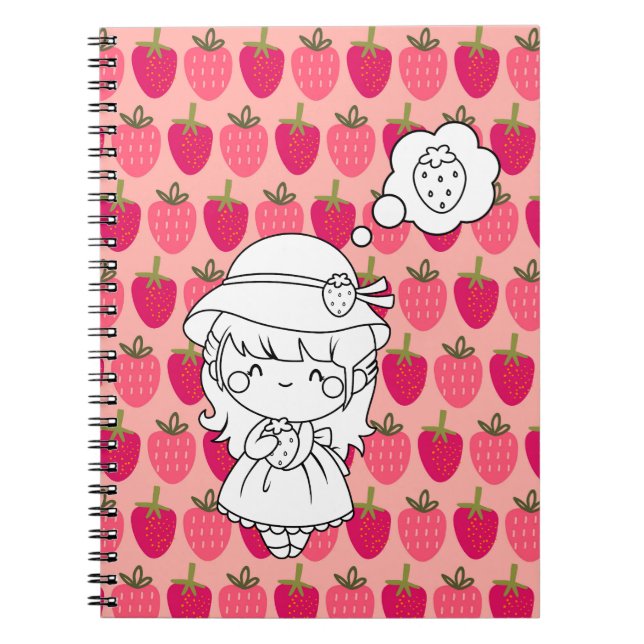 Little Girl Thinking of Strawberries Notebook (Front)