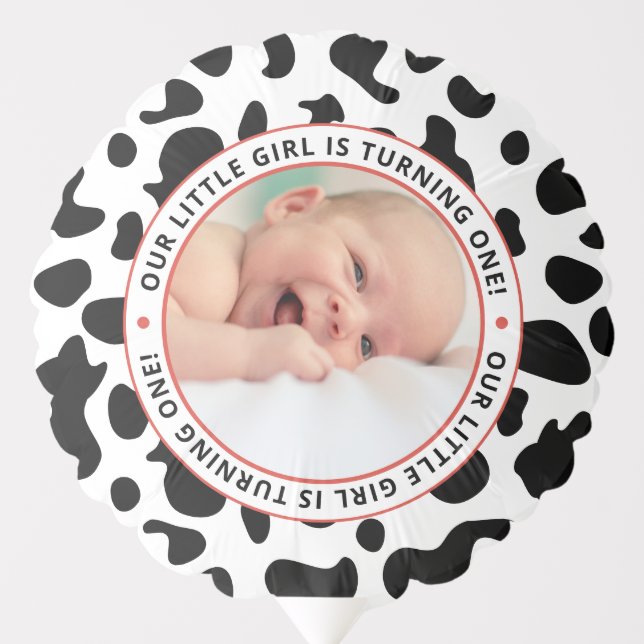 little girl turning one photo balloon (Front)