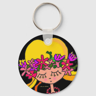 Little Girl Ukrainian Folk Art by Vera Trembach Keychain