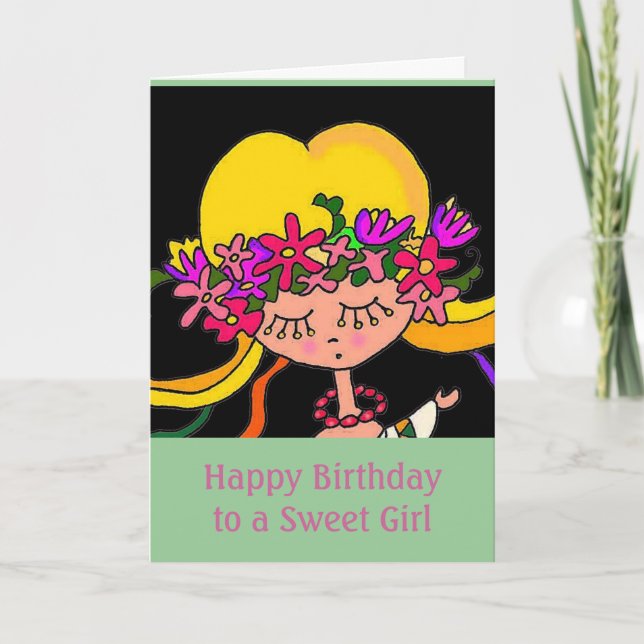 Little Girl Ukrainian Folk Art Card (Front)