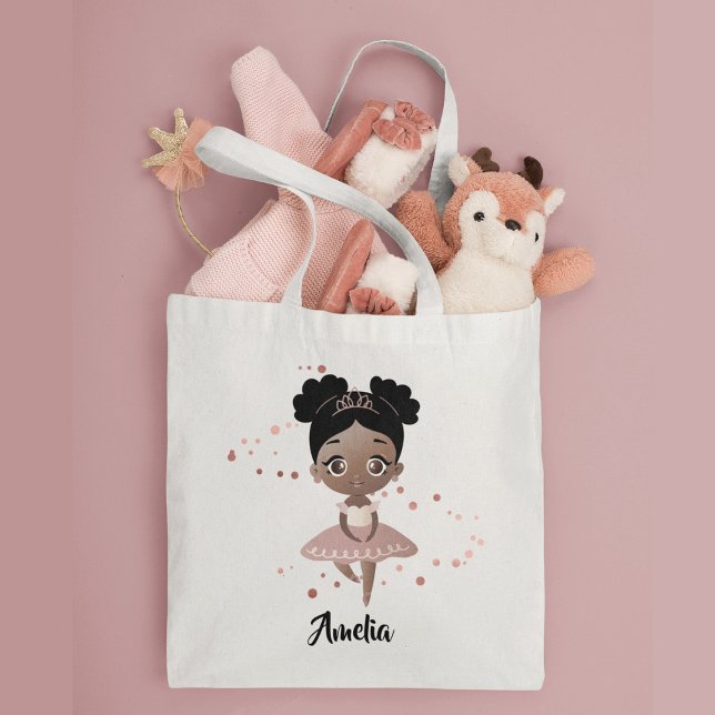 Little Girl w/Crown Dancing Ballet, Pink & Brown Tote Bag (Creator Uploaded)