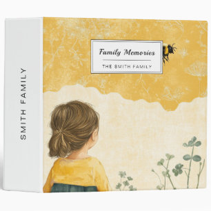 Little Girl Watching a Bumblebee 3 Ring Binder