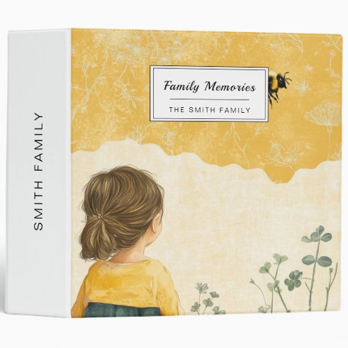 Little Girl Watching a Bumblebee 3 Ring Binder