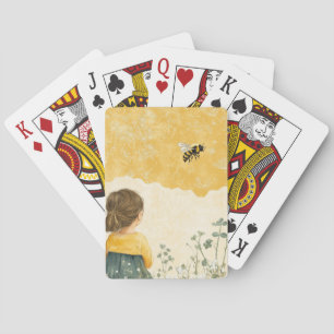 Little Girl Watching a Bumblebee Poker Cards