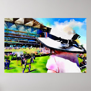 Little girl watching the races at Royal Ascot Poster