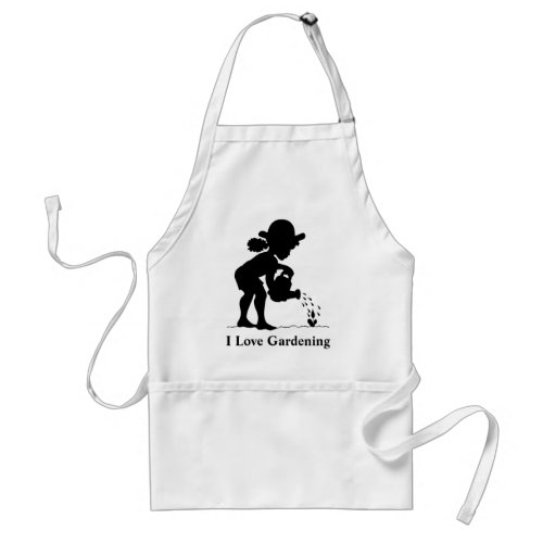 Little girl watering seedling _ I Love Gardening Adult Apron